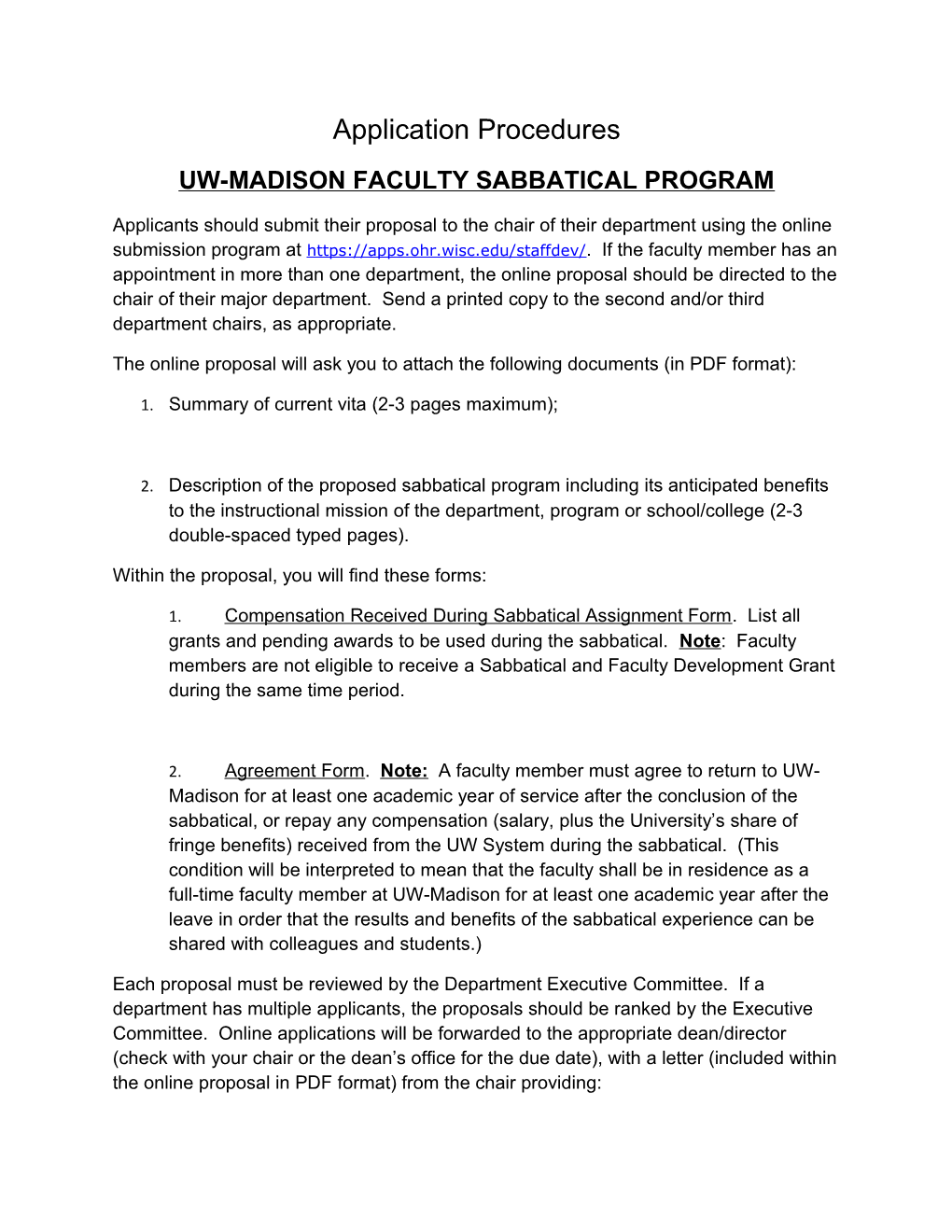 Uw-Madison Faculty Sabbatical Program