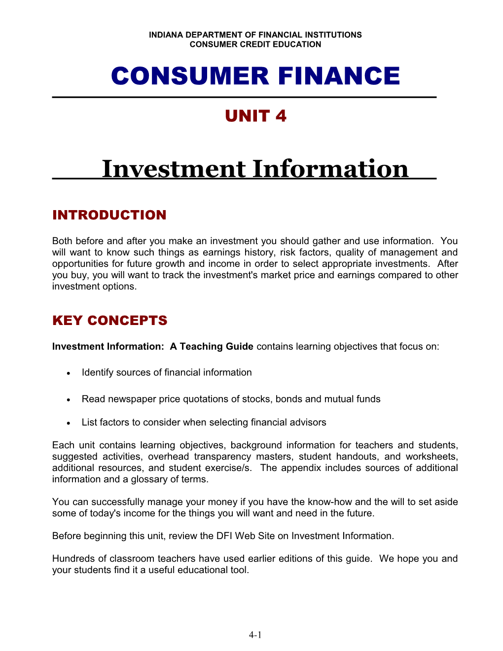 Basics Of Saving & Investing : Financial Decisions (Unit 1)