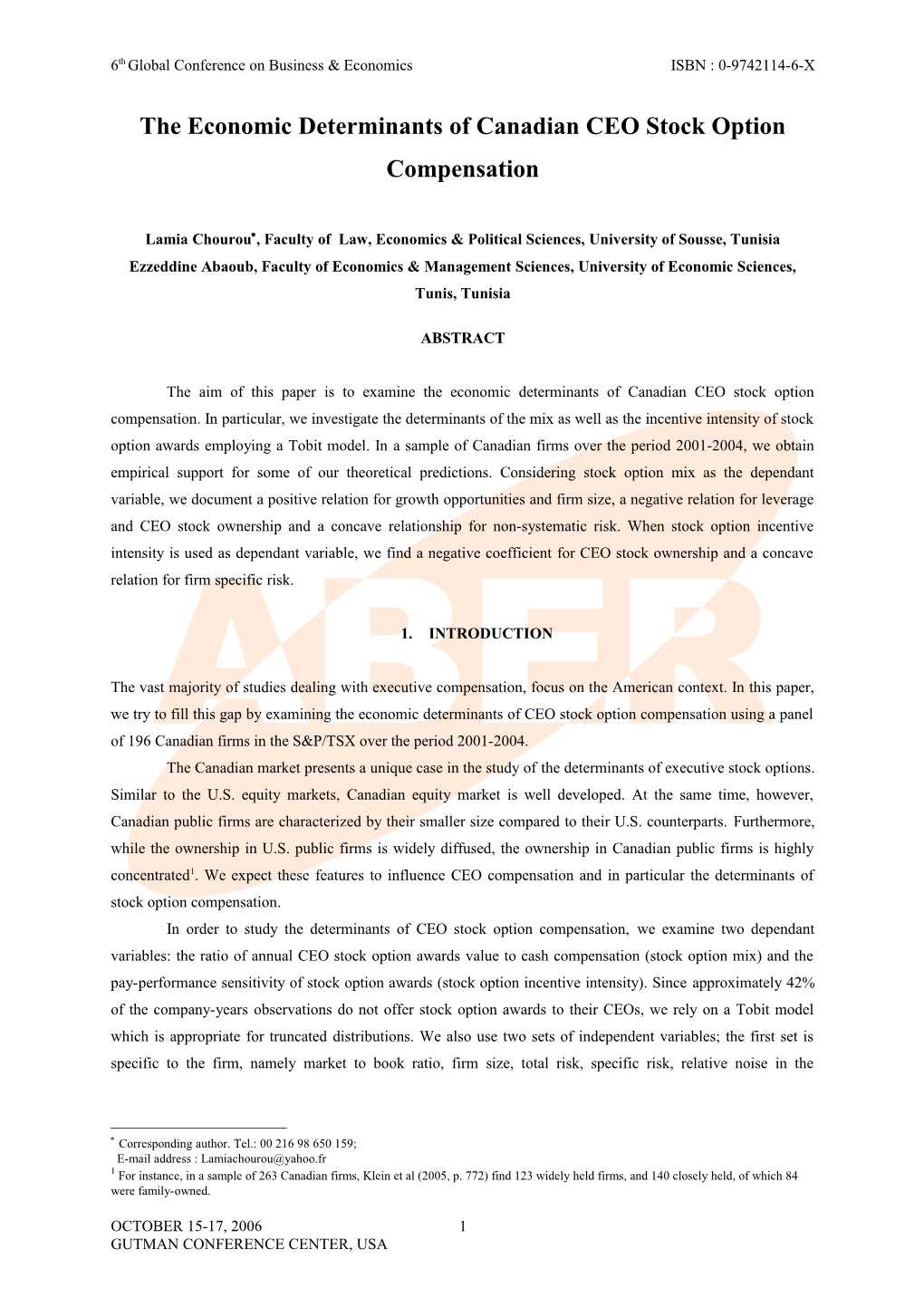 The Economic Determinants of Canadian CEO Stock Option Compensation