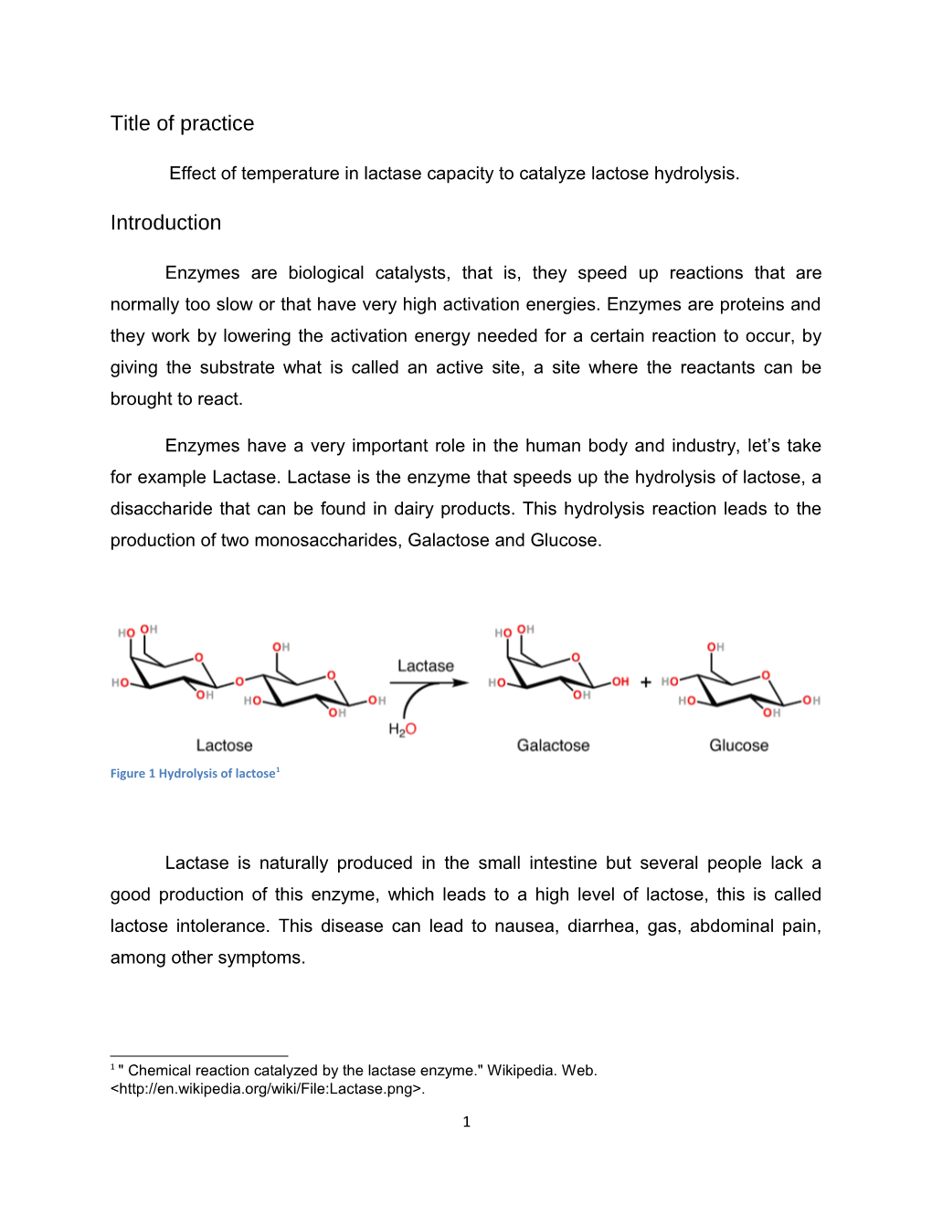 Effect of Temperature in Lactase Capacity to Catalyze Lactose Hydrolysis