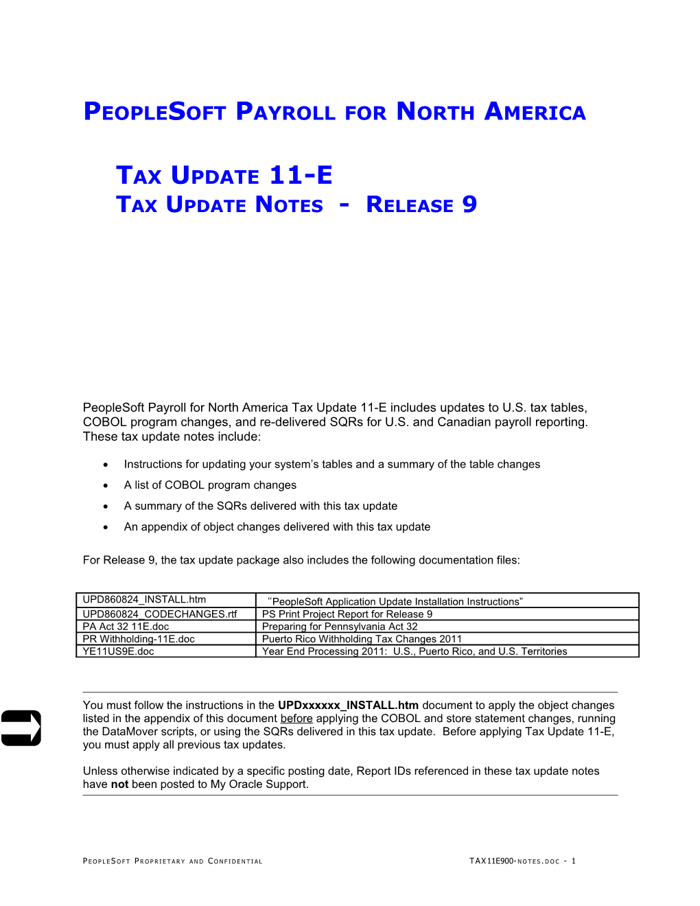 9.00 - Peoplesoft Payroll Tax Update 11-E