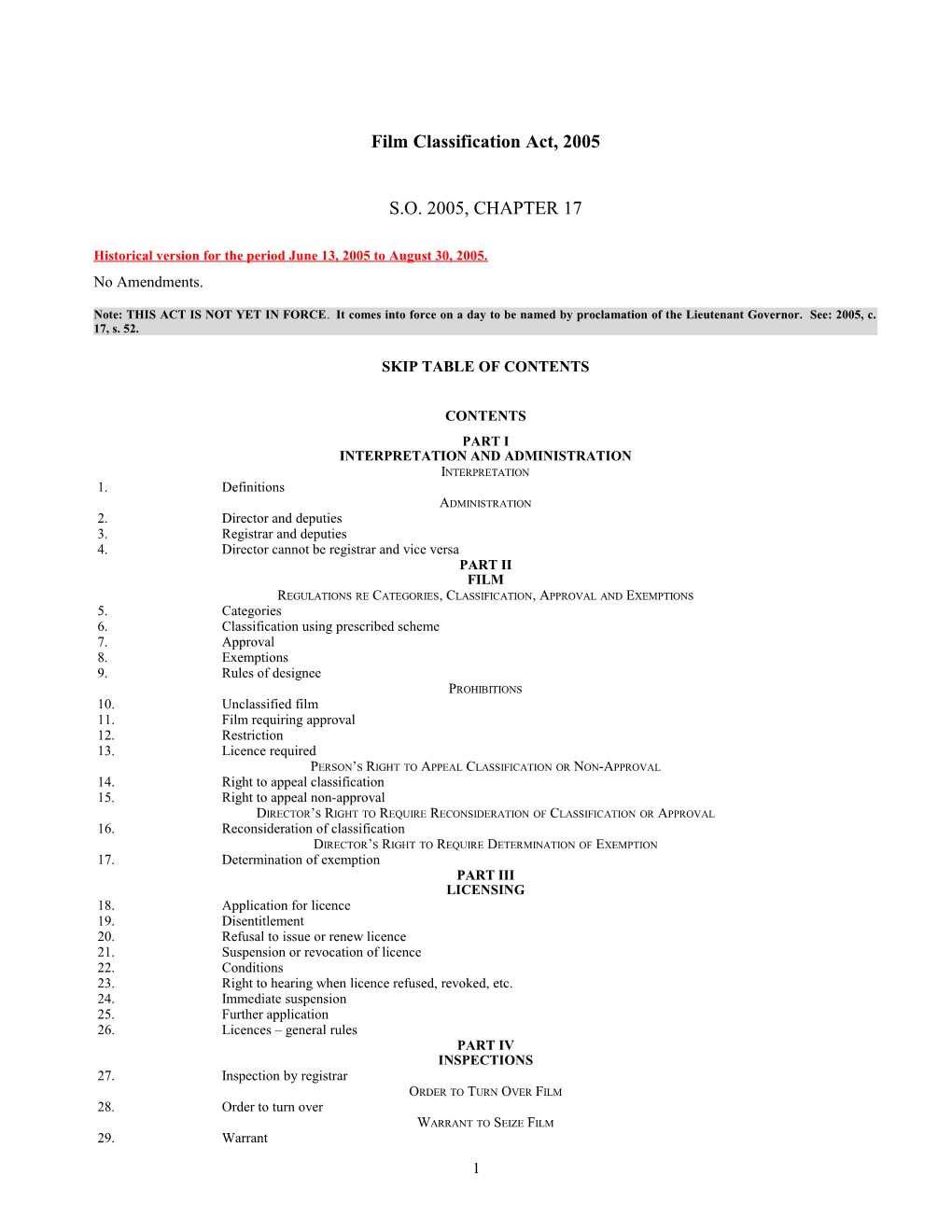 Film Classification Act, 2005, S.O. 2005, C. 17