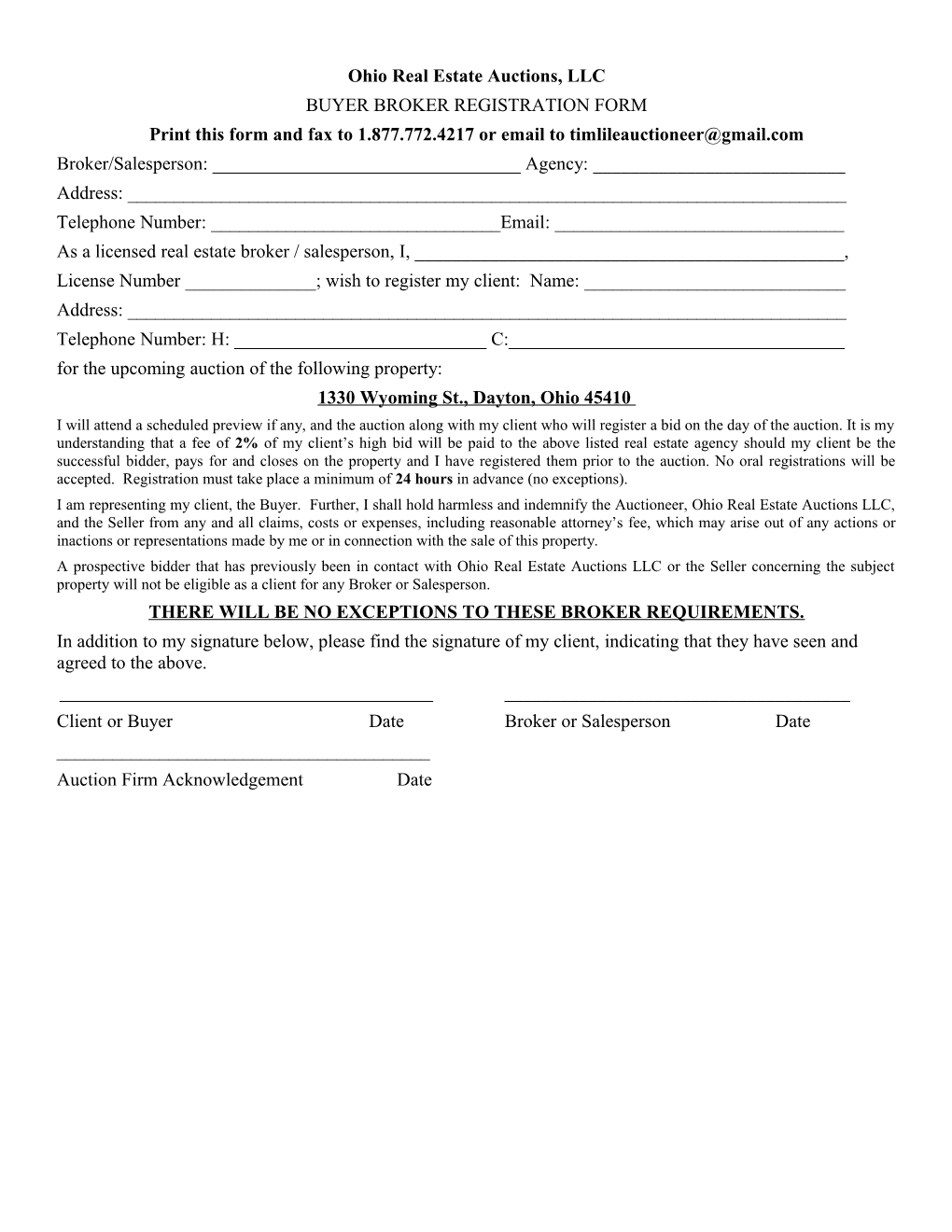 Buyer Broker Registration Form