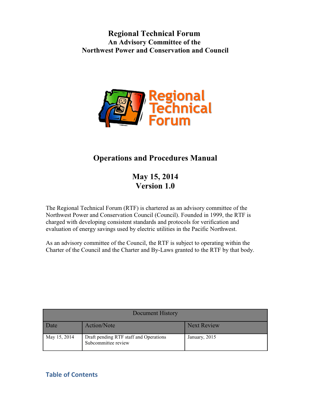 RTF Operations And Procedures Manual