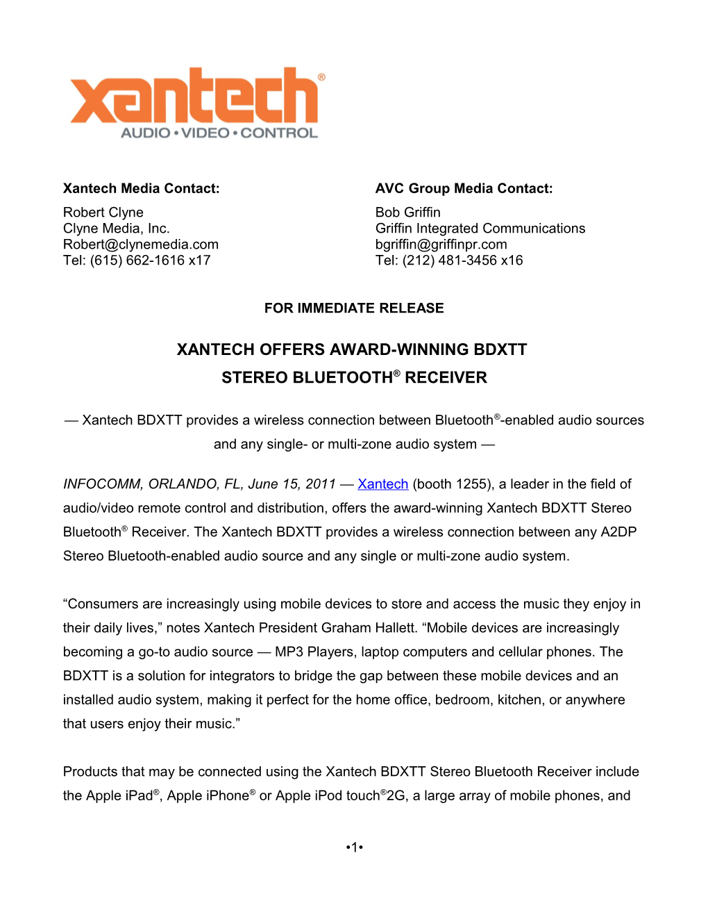 Xantech Media Contact