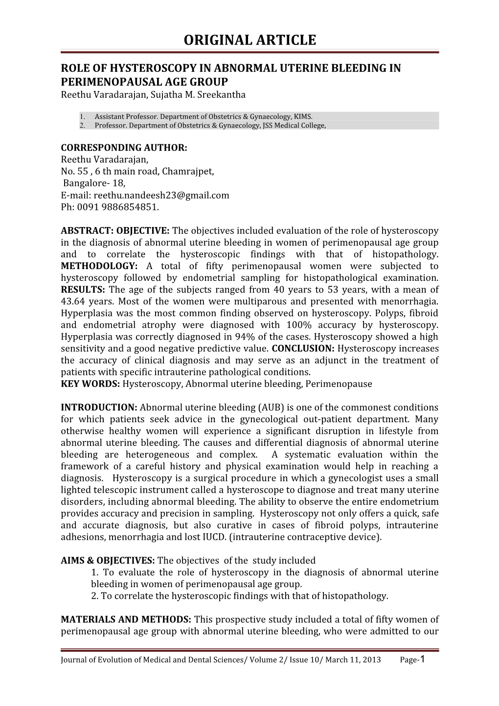 Role of Hysteroscopy in Abnormal Uterine Bleeding in Perimenopausal Age Group