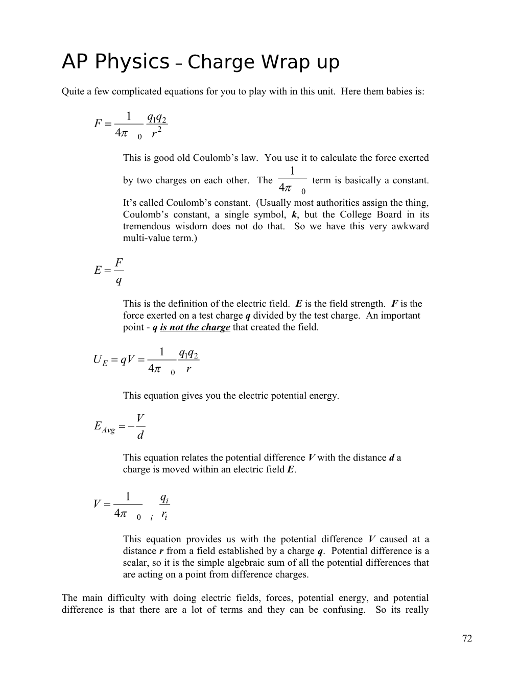 AP Physics - Coulomb's Law