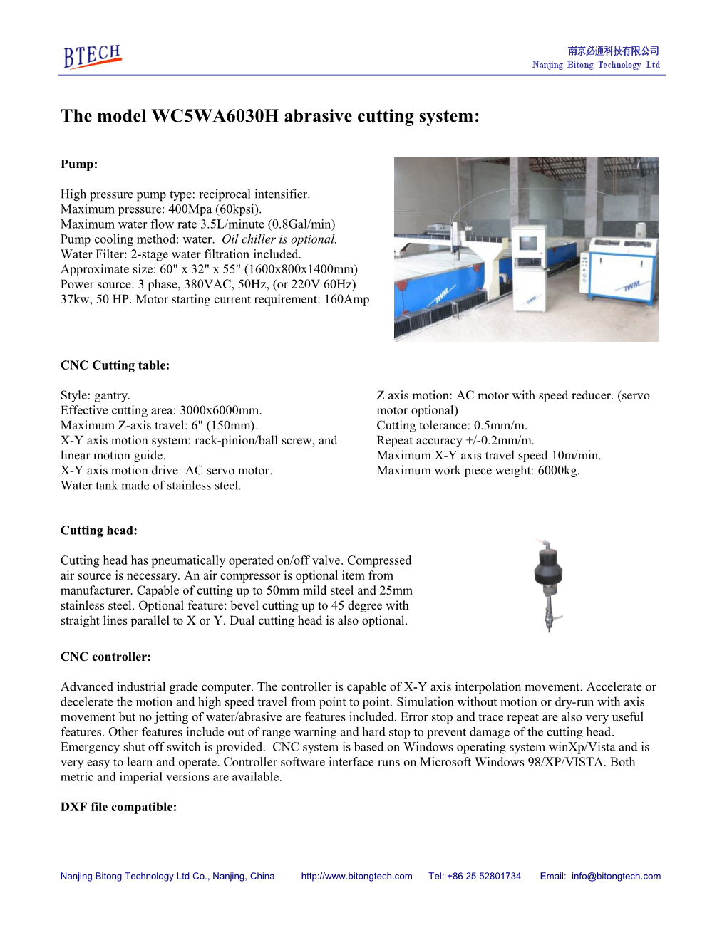 The Model WC5WA6030H Abrasive Cutting System