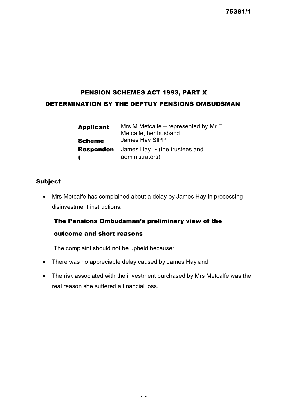 Pension Schemes Act 1993, Part X s81