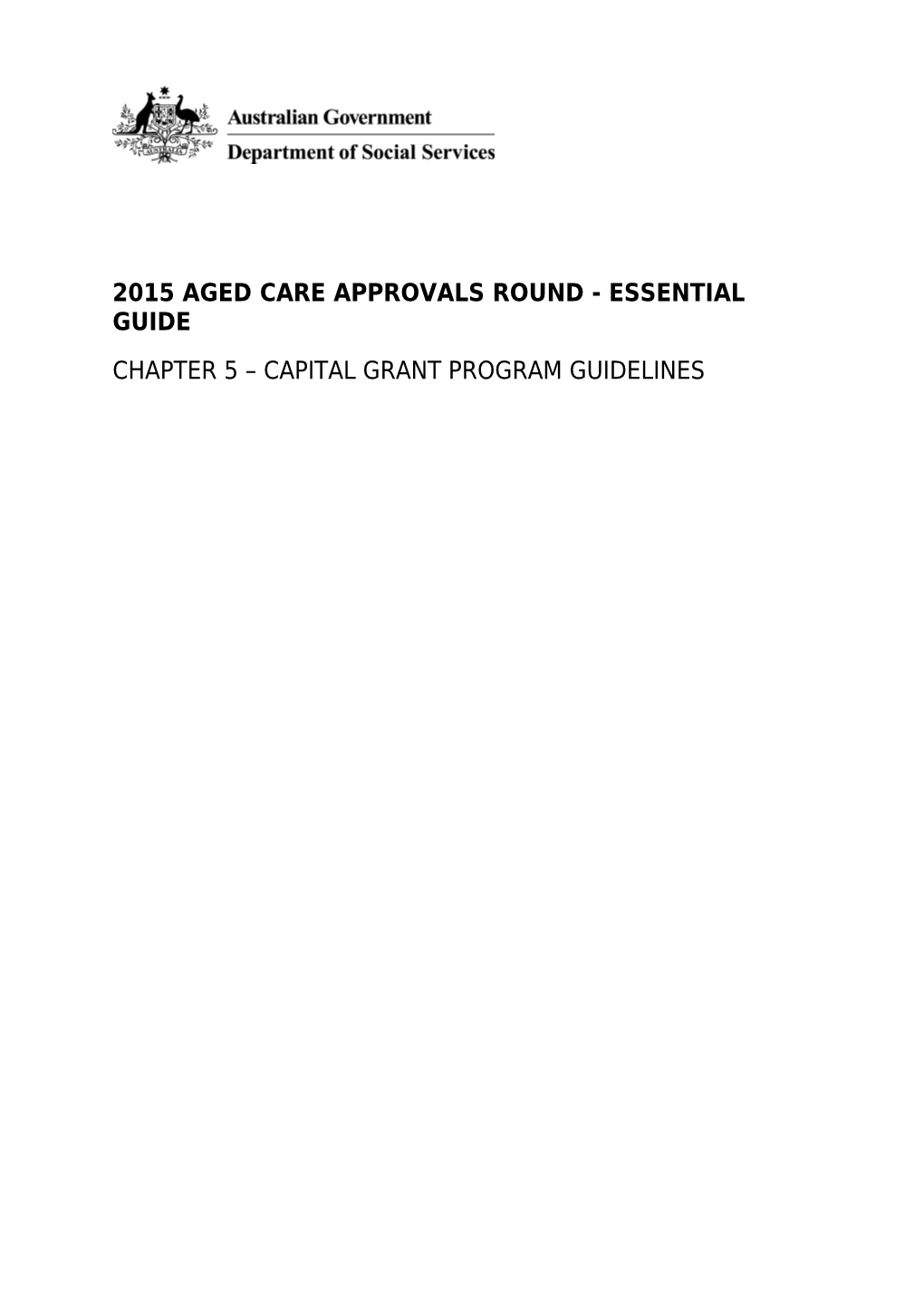 Chapter 5 Capital Grant Program Guidelines