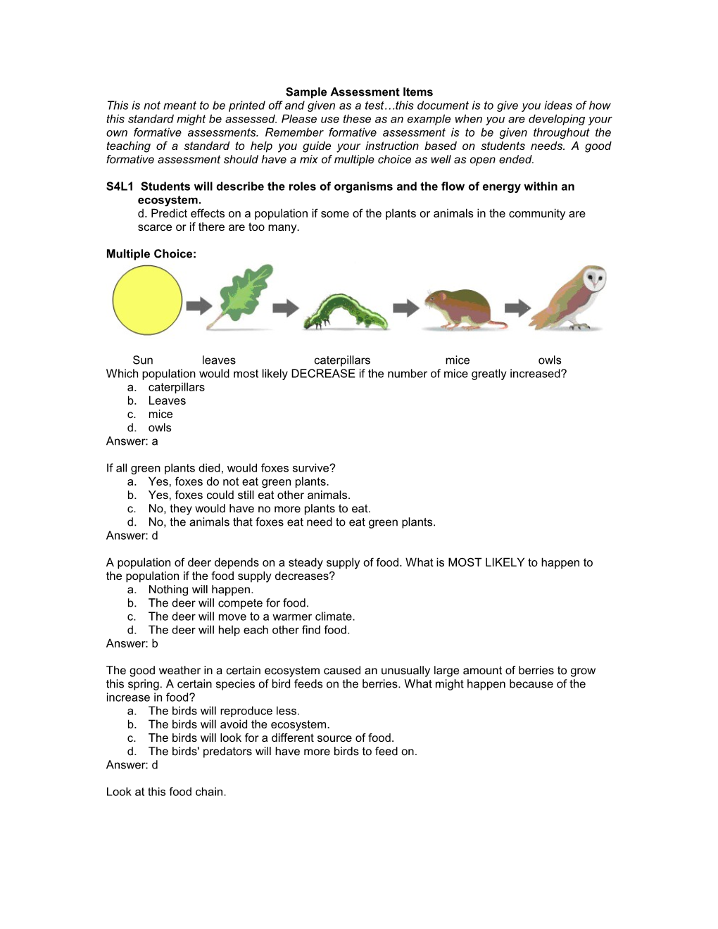 Sample Assessment Items