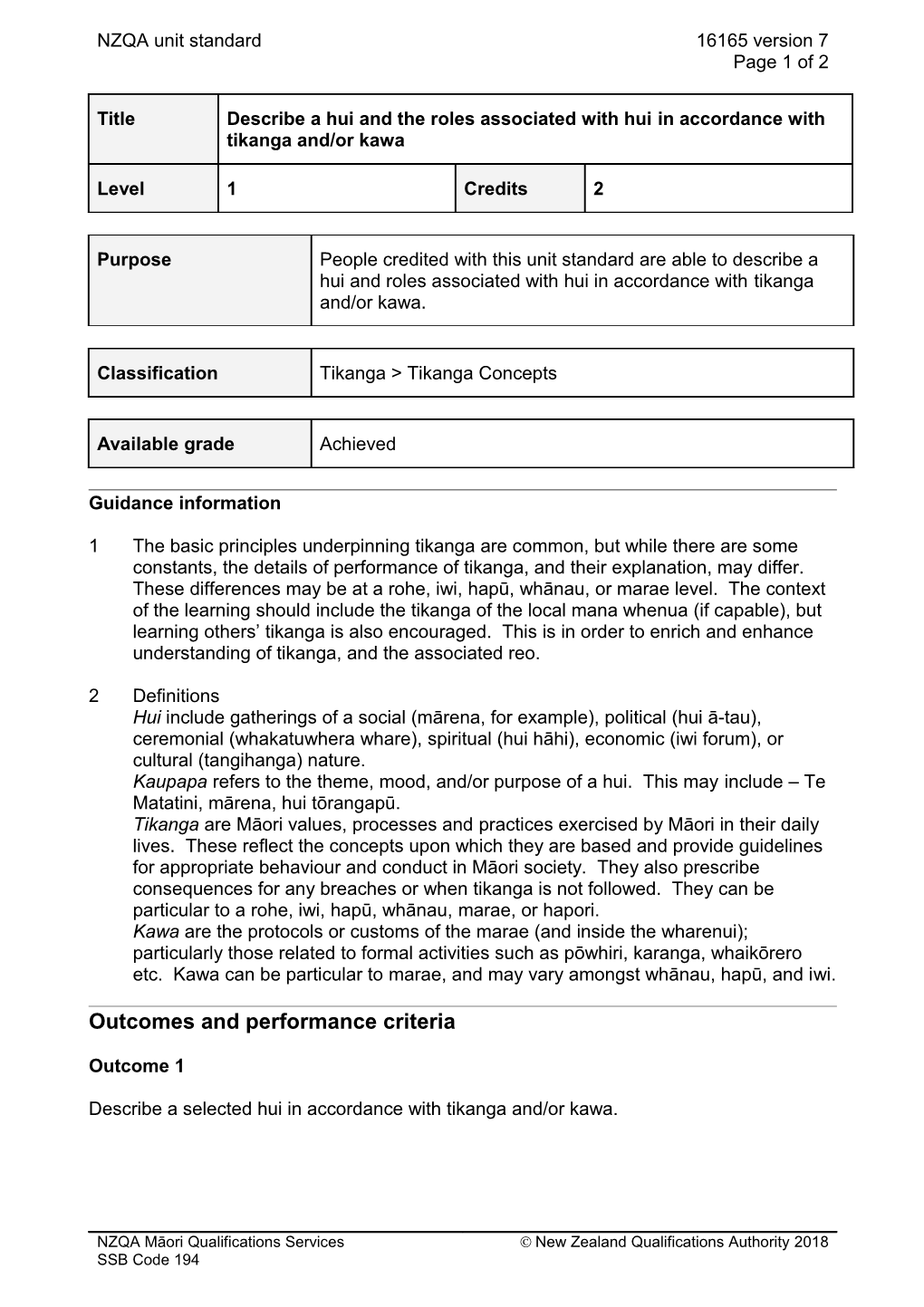 16165 Describe a Hui and the Roles Associated with Hui in Accordance with Tikanga And/Or Kawa