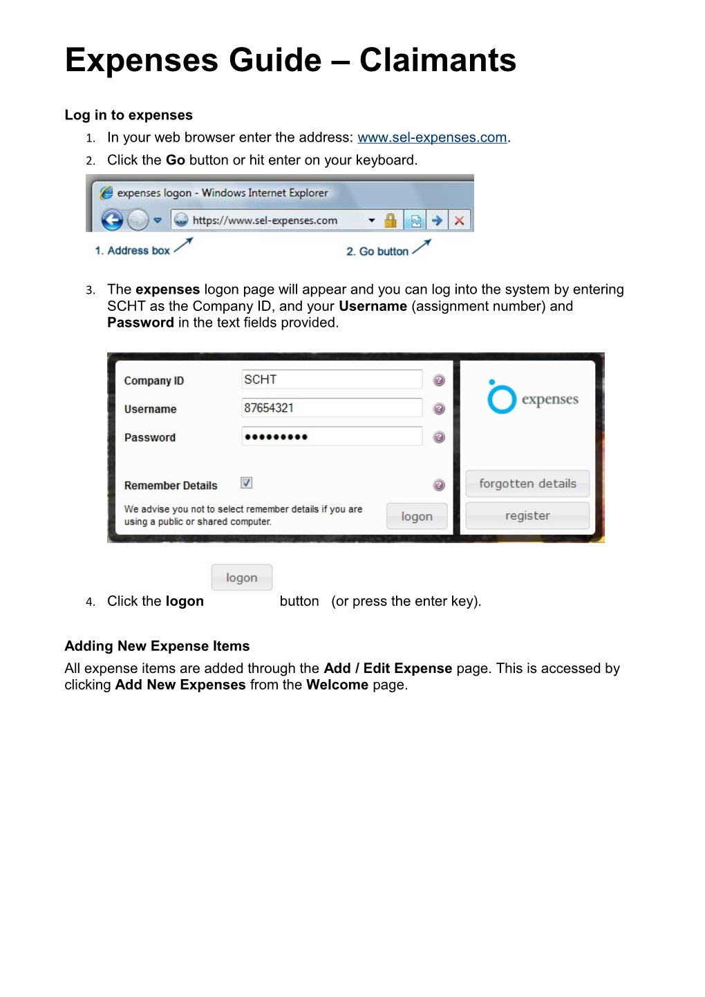 Expenses Guide Claimants