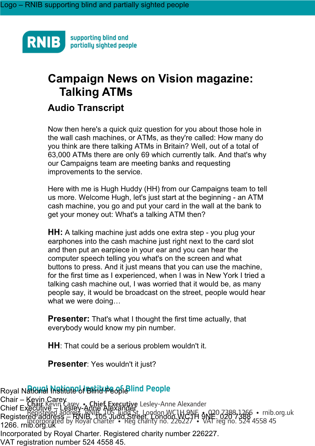 Transcript Vision Magazine ATM Campaign