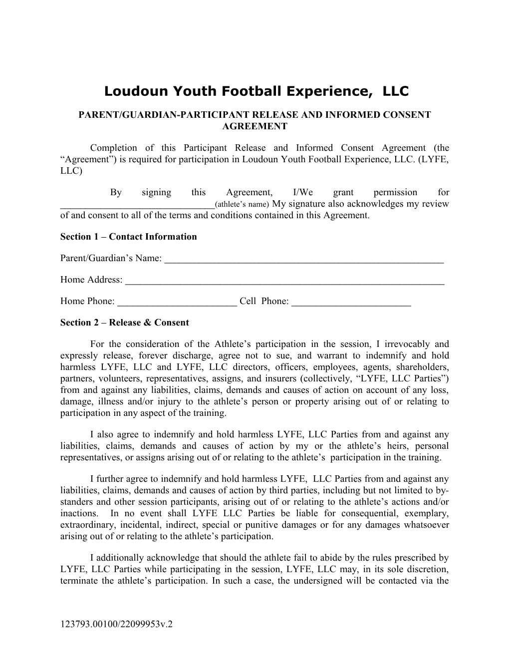 Loudoun Youth Football Experience, LLC