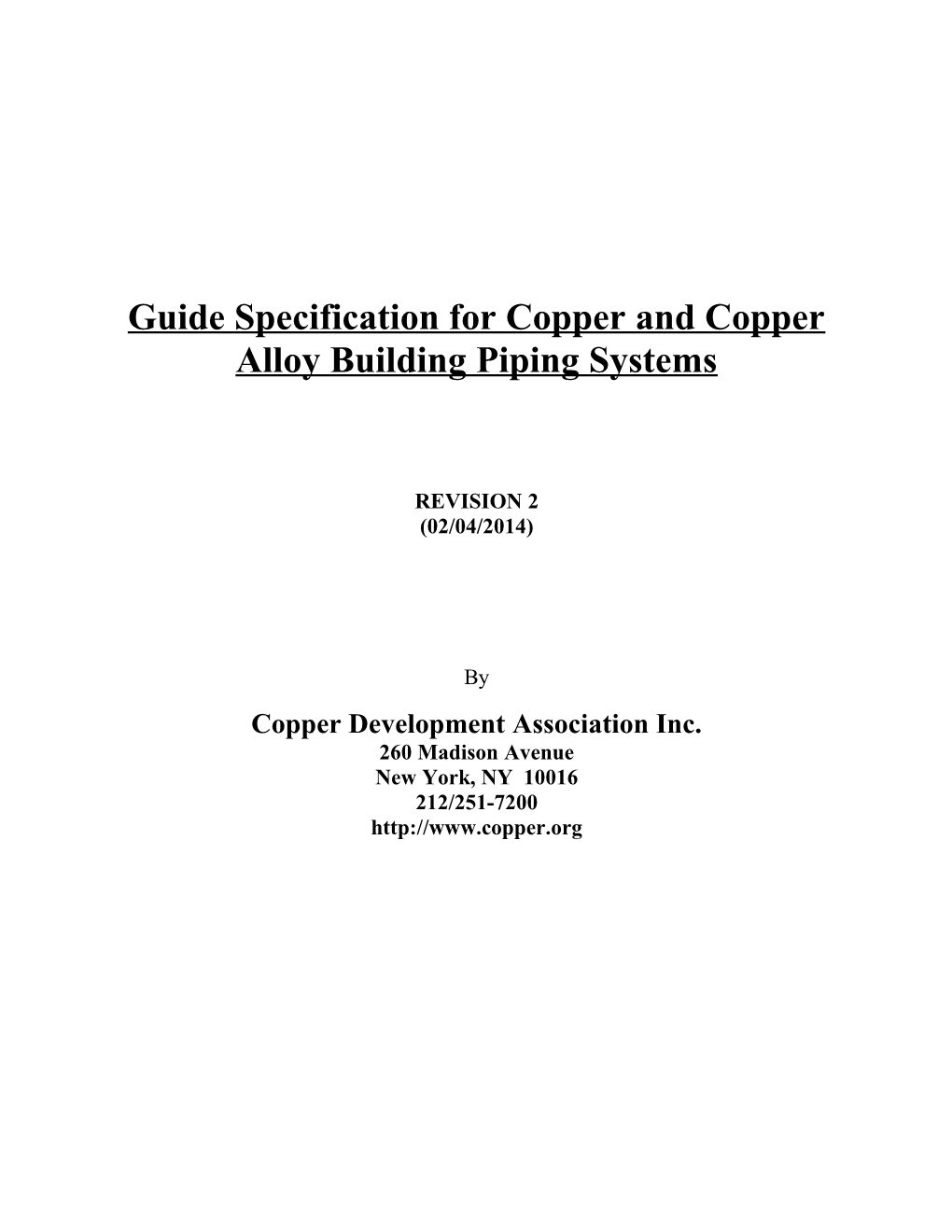 Copper Guide Specifications