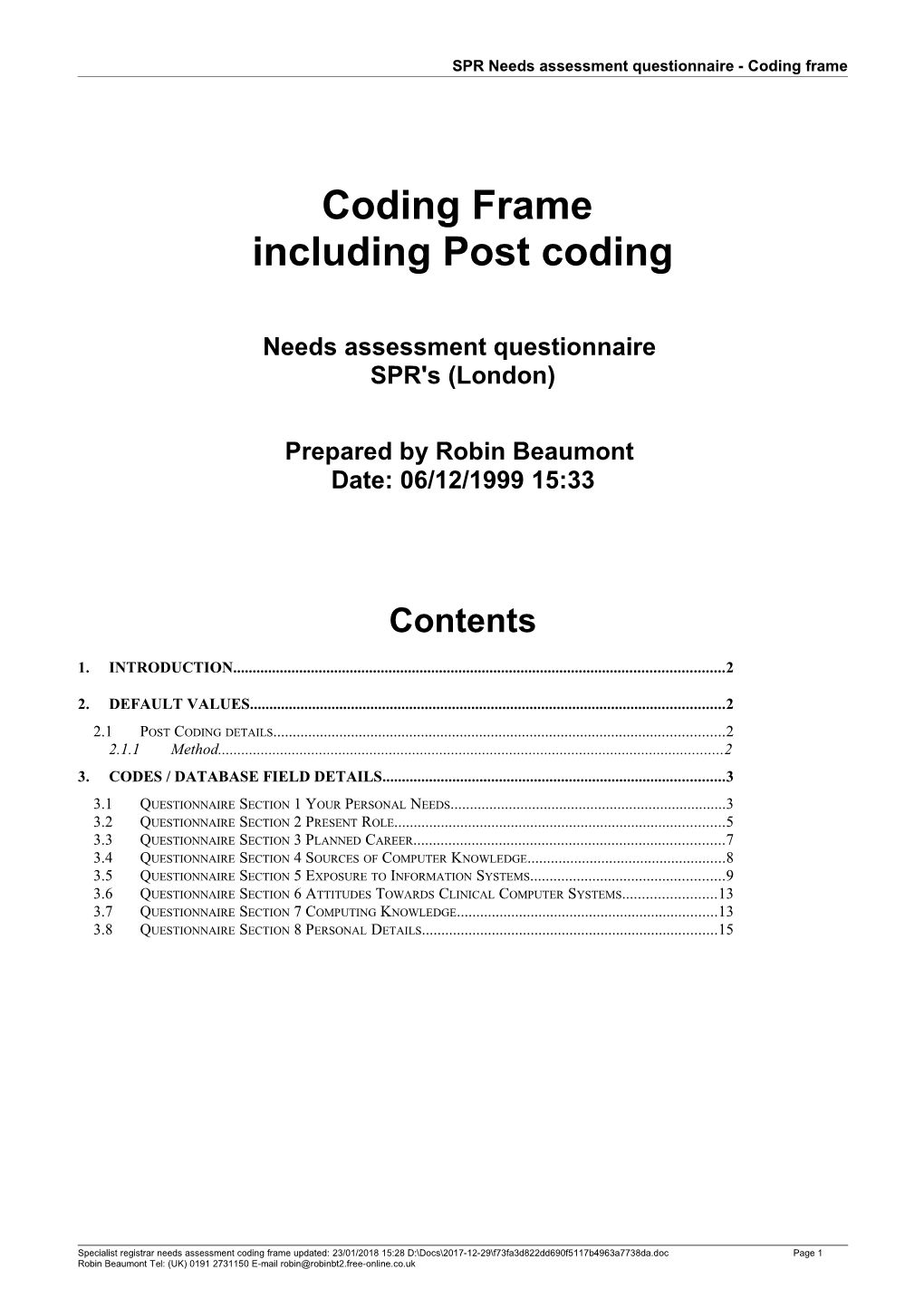 Spr Needs Assessment Coding Frame