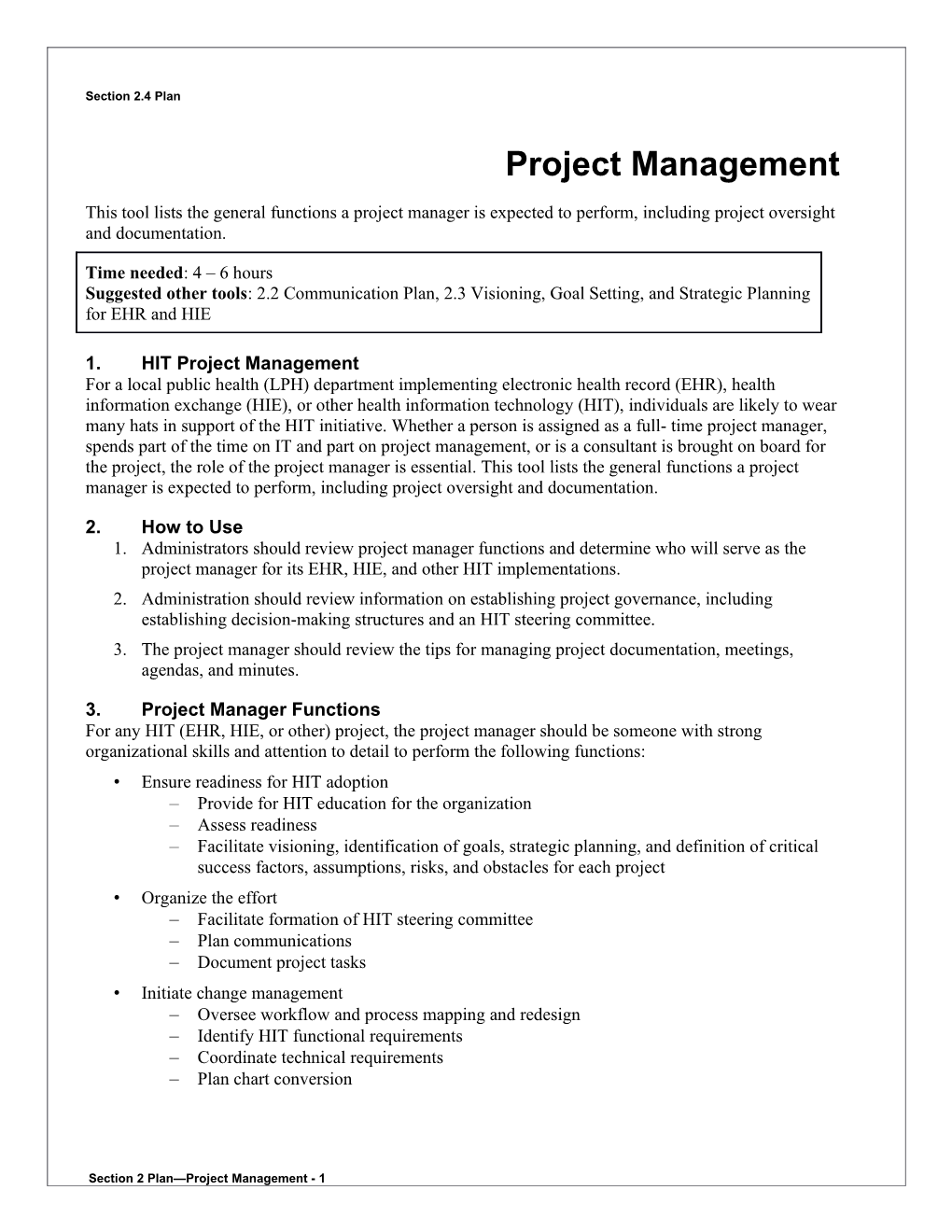 Section 2 Plan Project Management - 1