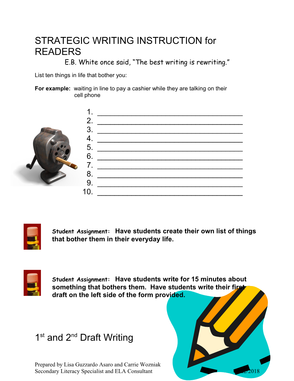 STRATEGIC WRITING INSTRUCTION for READERS
