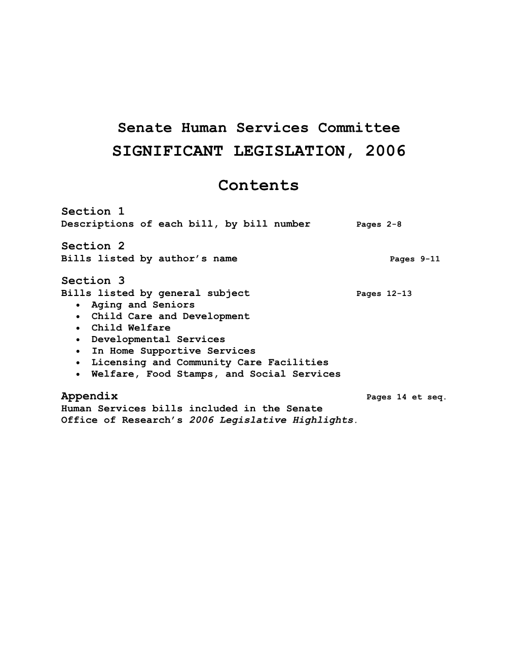 Senate Human Services Committee