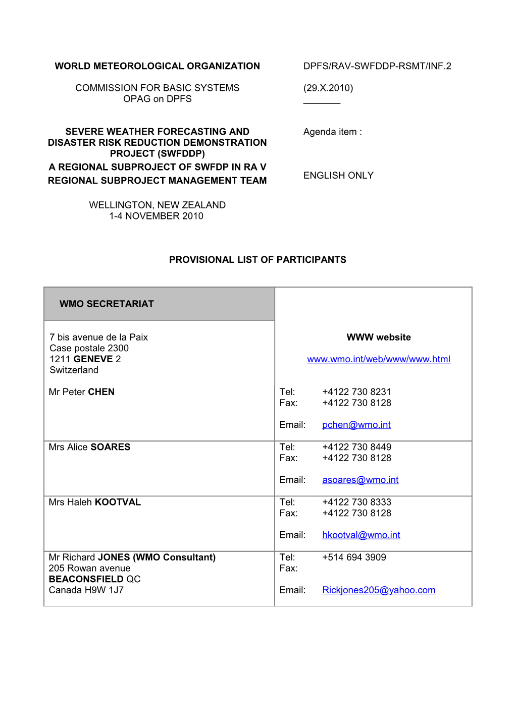 DPFS/RAV-SWFDDP-RSMT/Doc. 2.1(1), P. 2