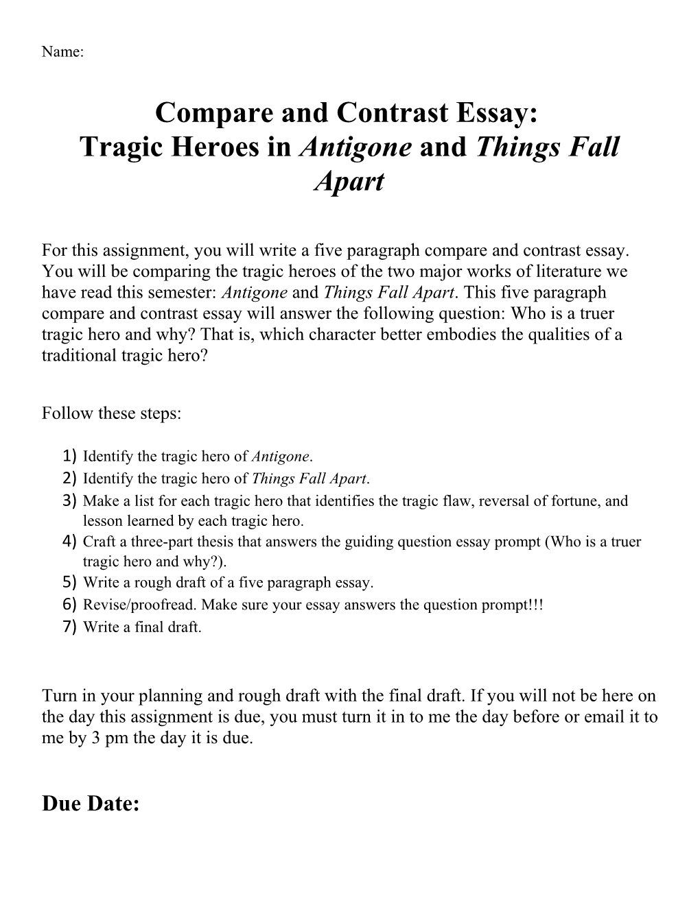 Tragic Heroes in Antigone and Things Fall Apart