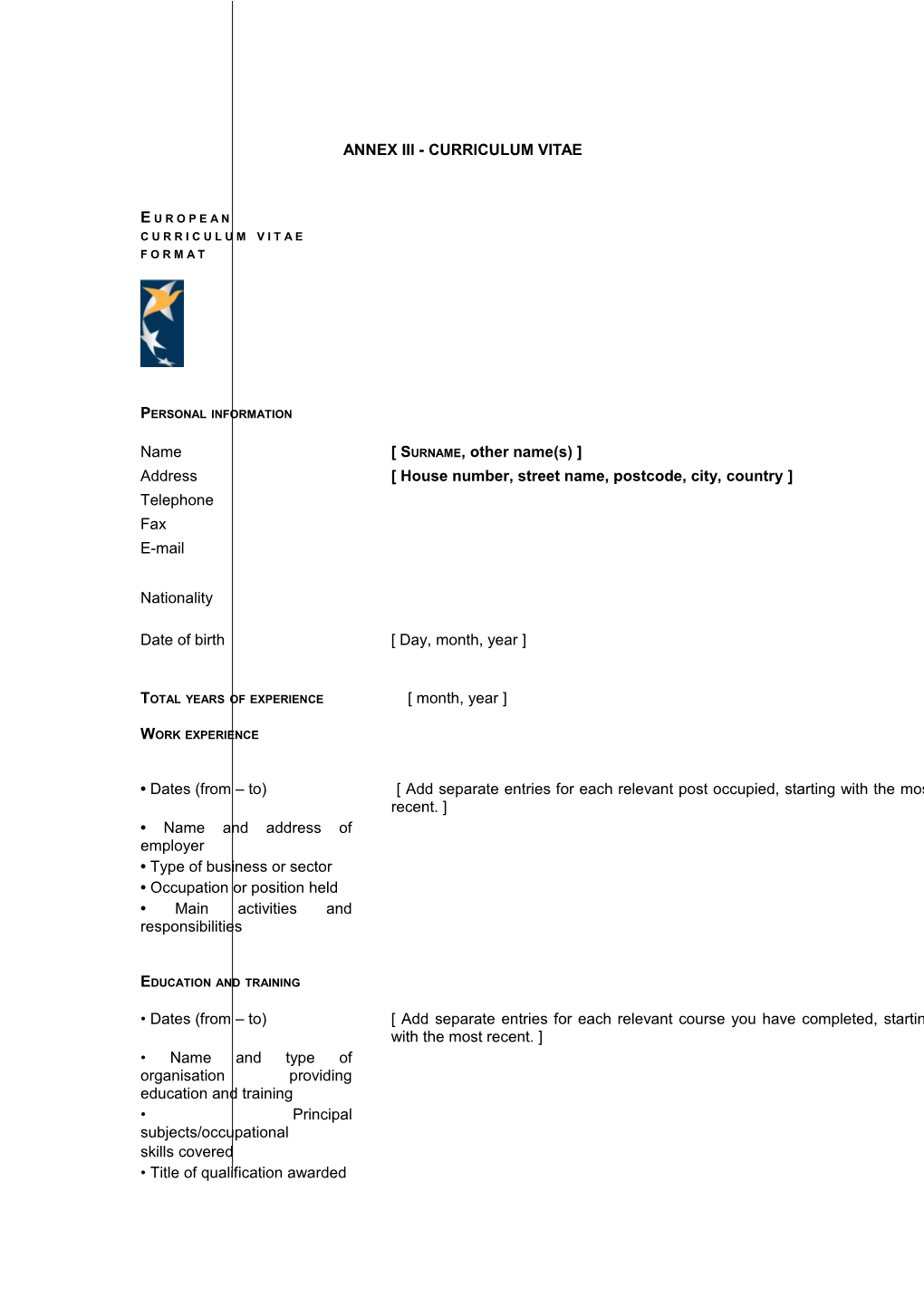 Annex Iii - Curriculum Vitae