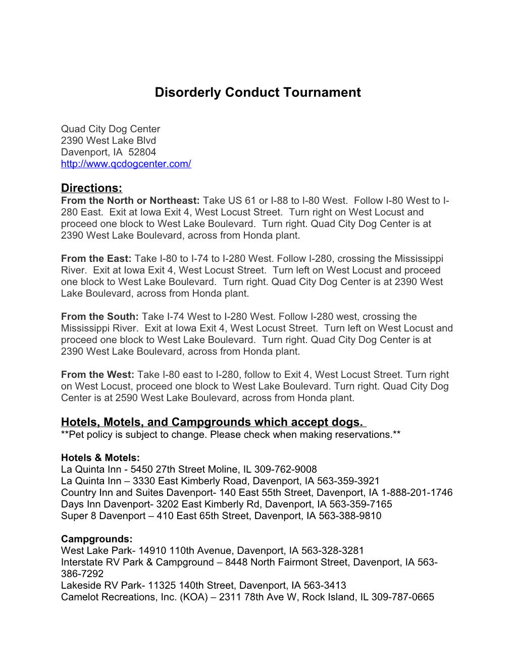 Disorderly Conduct Tournament