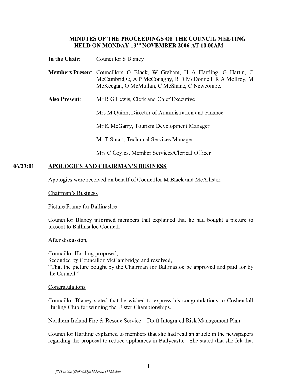 Minutes of the Proceedings of the Council Meeting Held s5