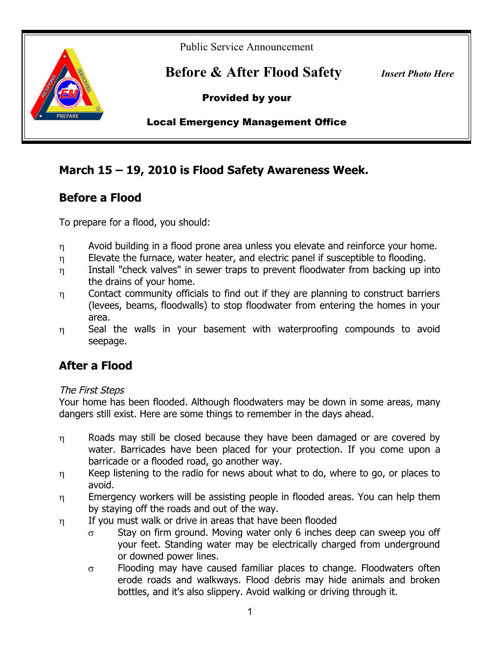 Flood Safety Week