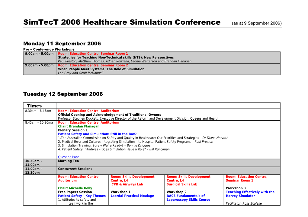 Simtect 2006 Healthcare Simulation Conference