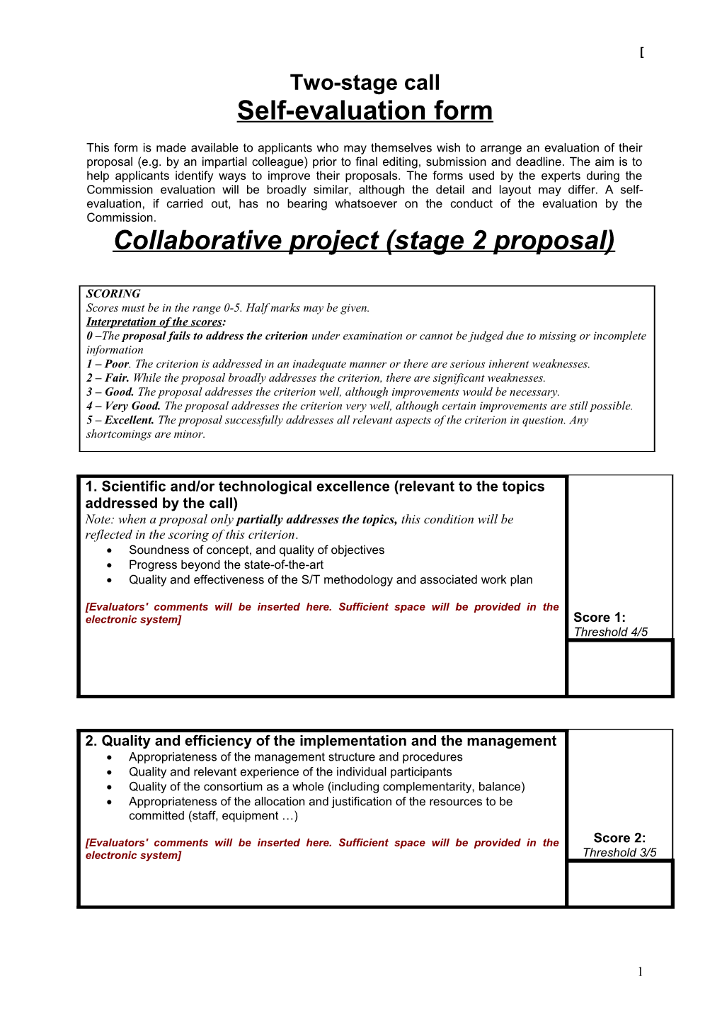 Collaborative Project (Stage 2 Proposal)