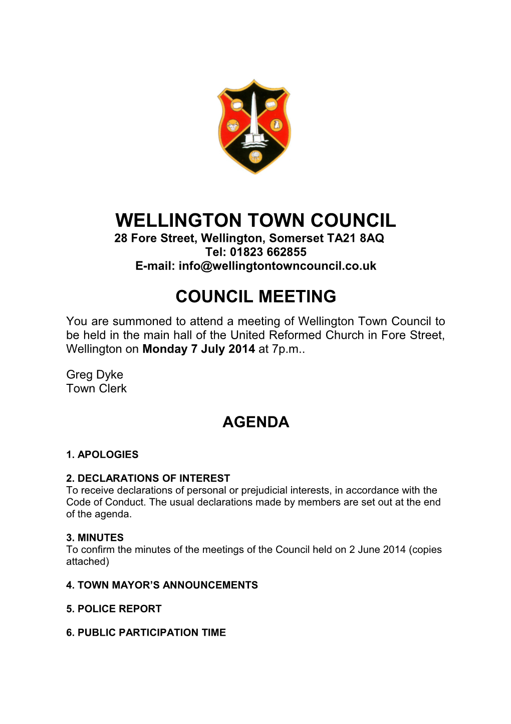 Wellington Town Council s2