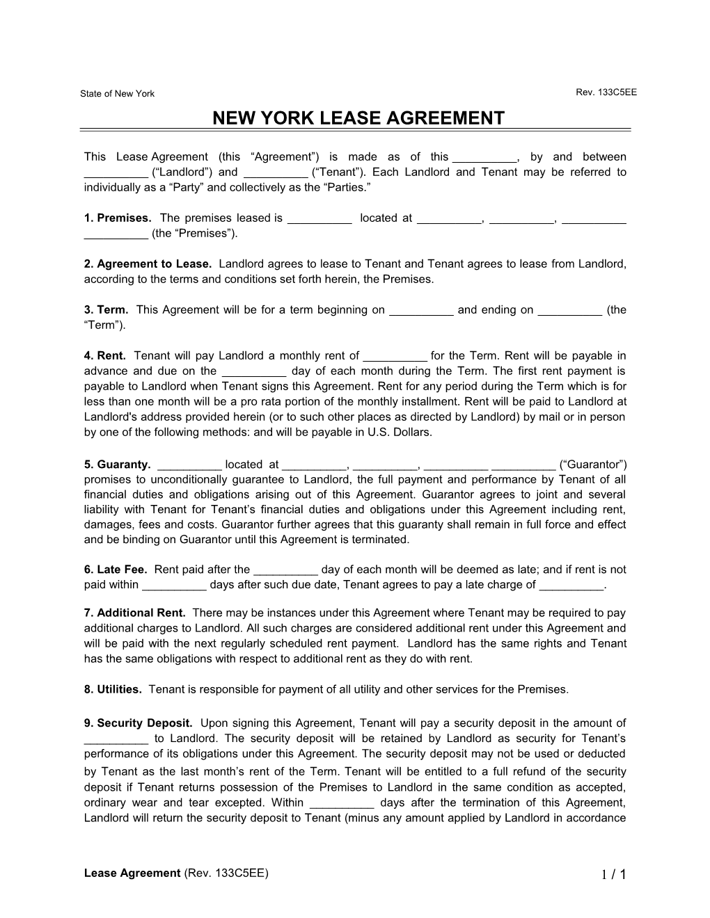 This Leaseagreement (This Agreement ) Is Made As of This______, by and Between ______(