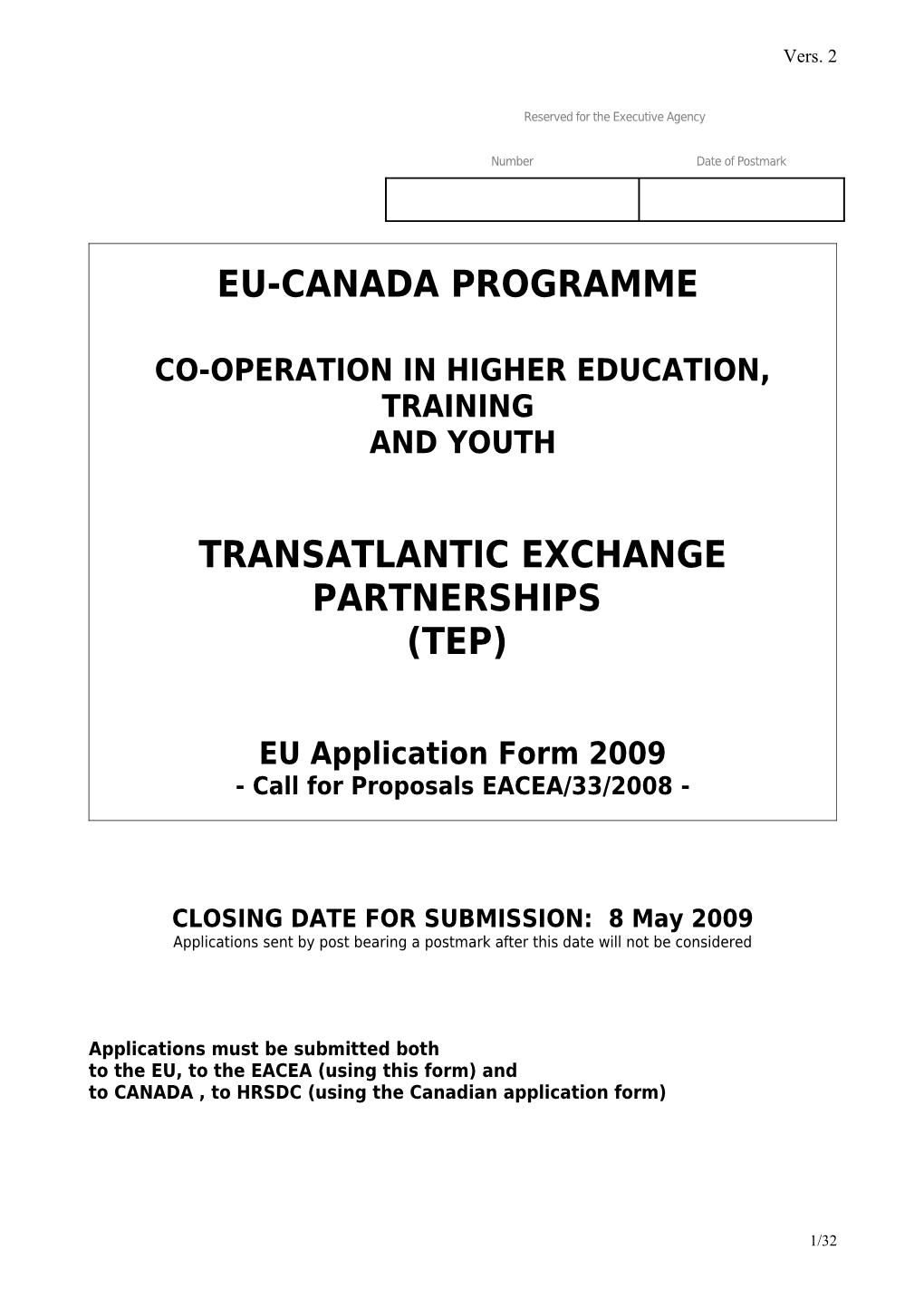 EU-Canada Call for Proposals & Guidelines 2006