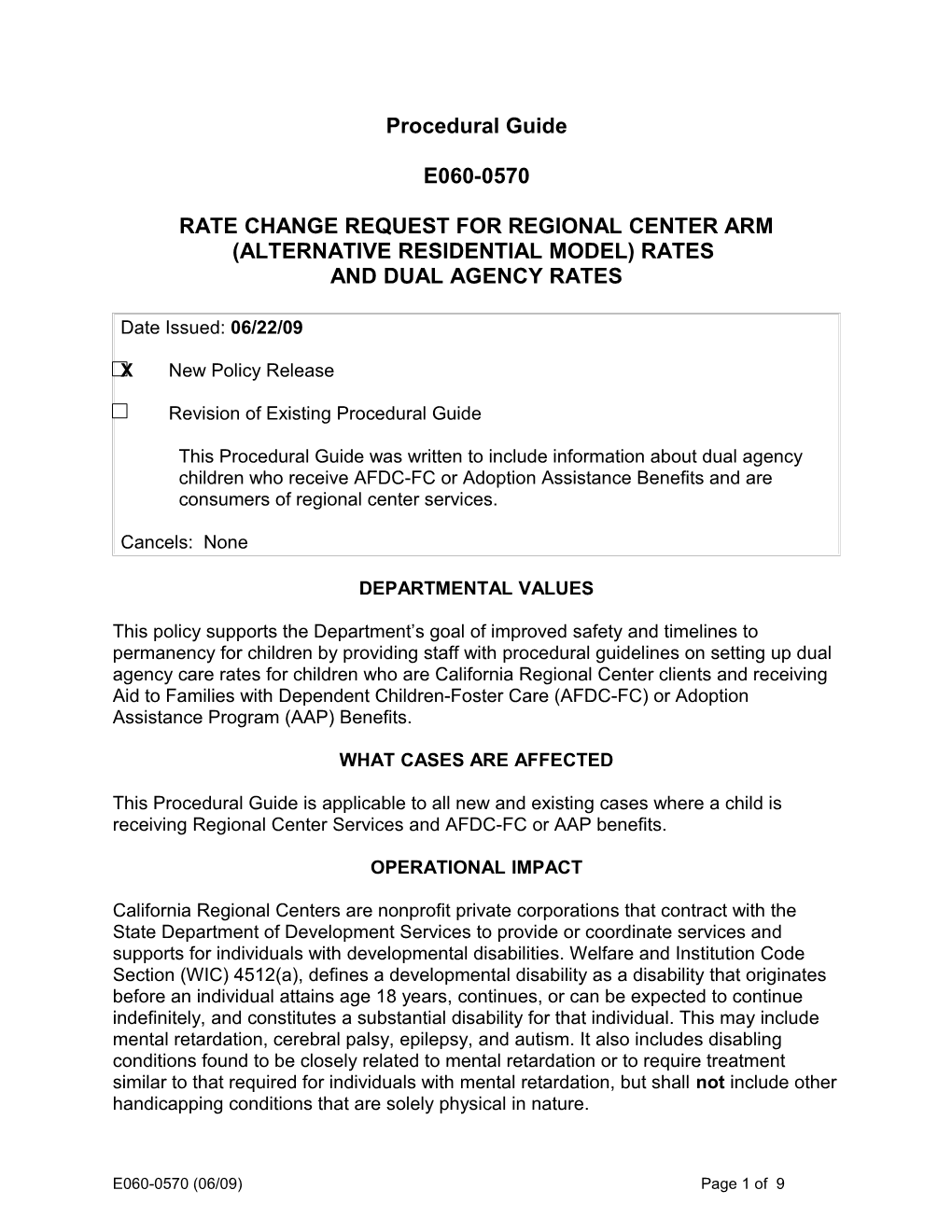 E066-0570, Regional Center Rates for Duaal Agenct