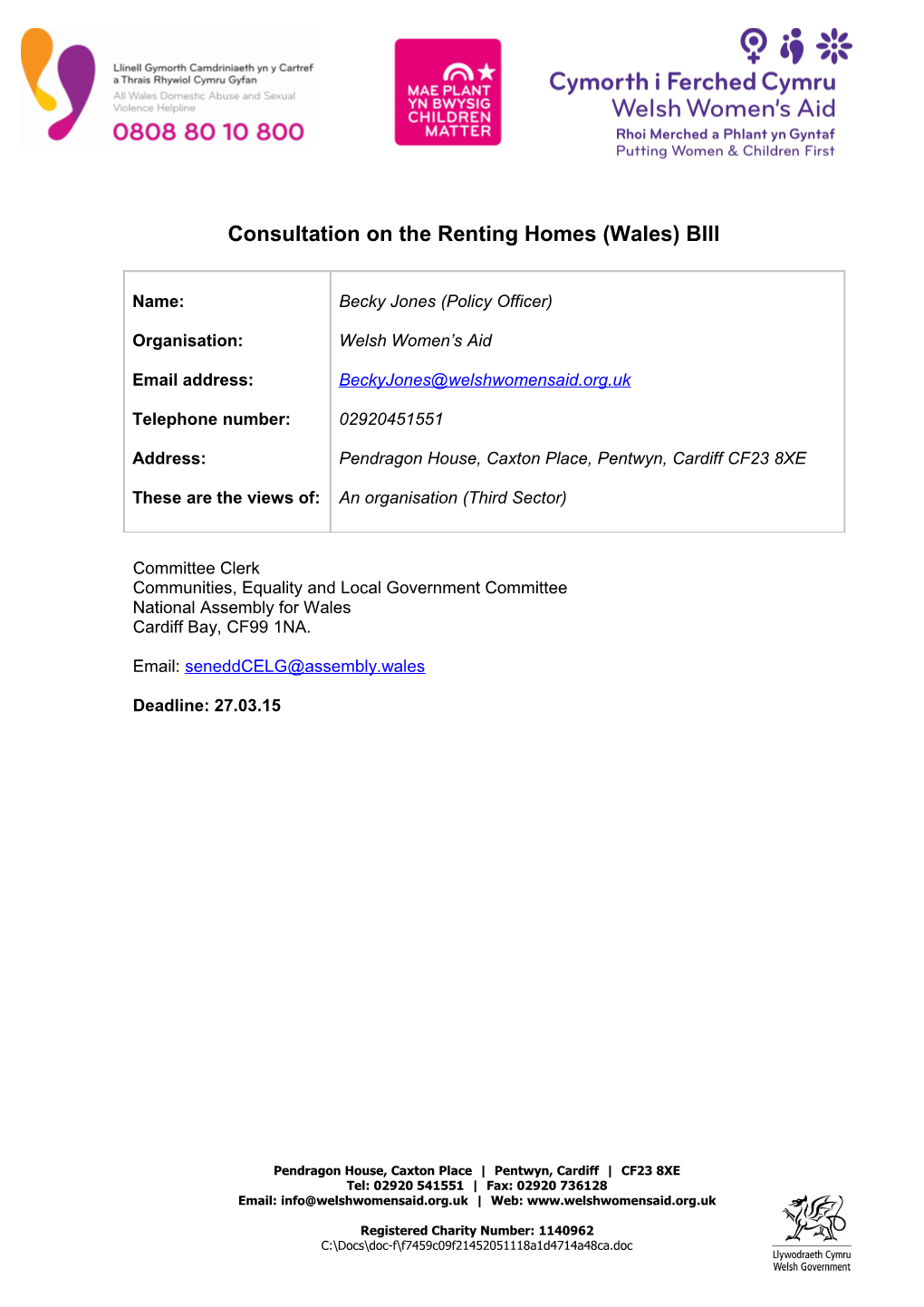 Consultation on the Renting Homes (Wales) Bill