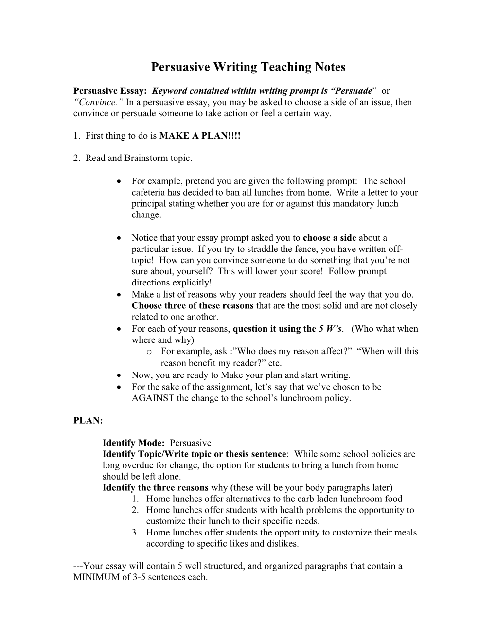 Expository Writing Teaching Notes