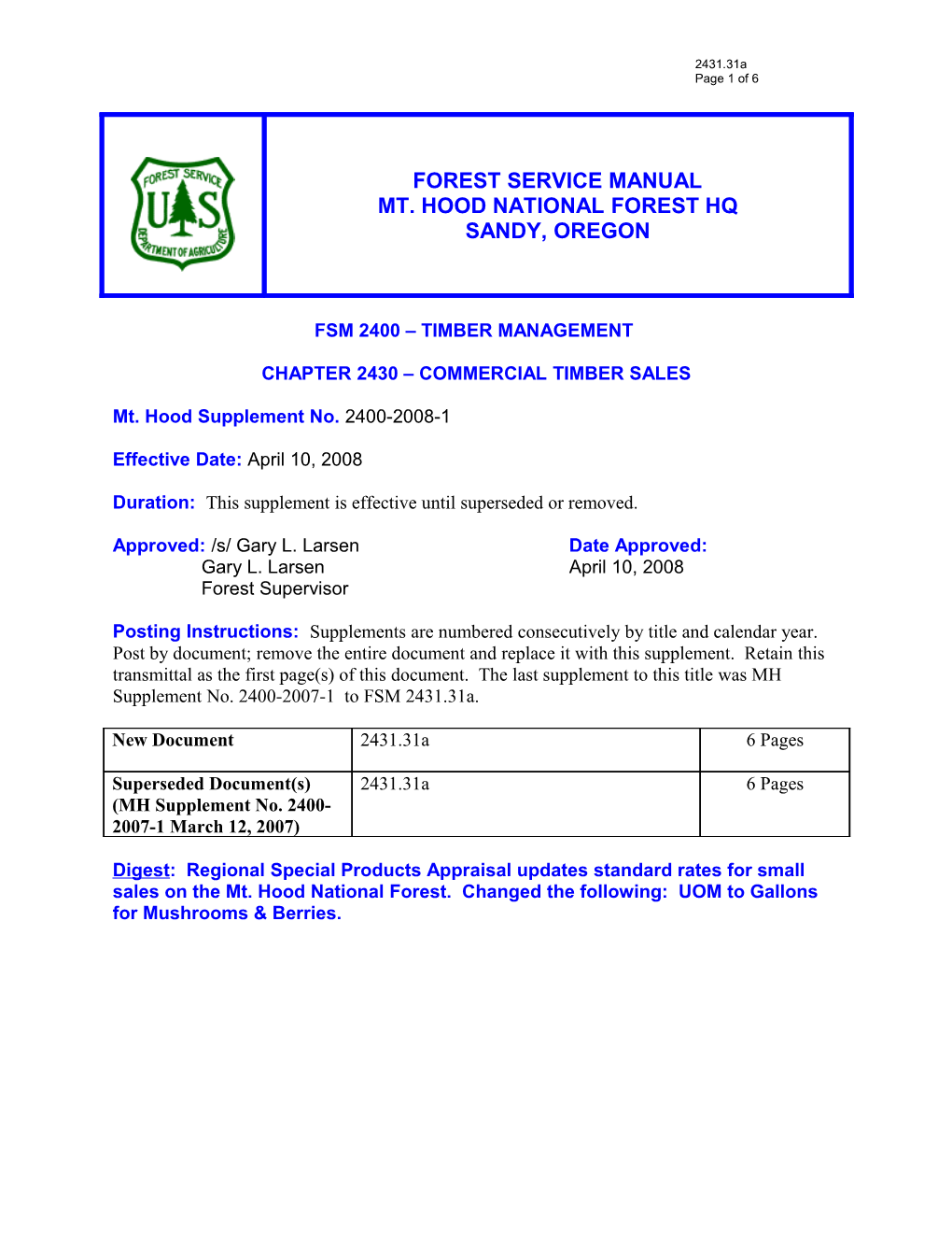 Chapter 2430 Commercial Timber Sales
