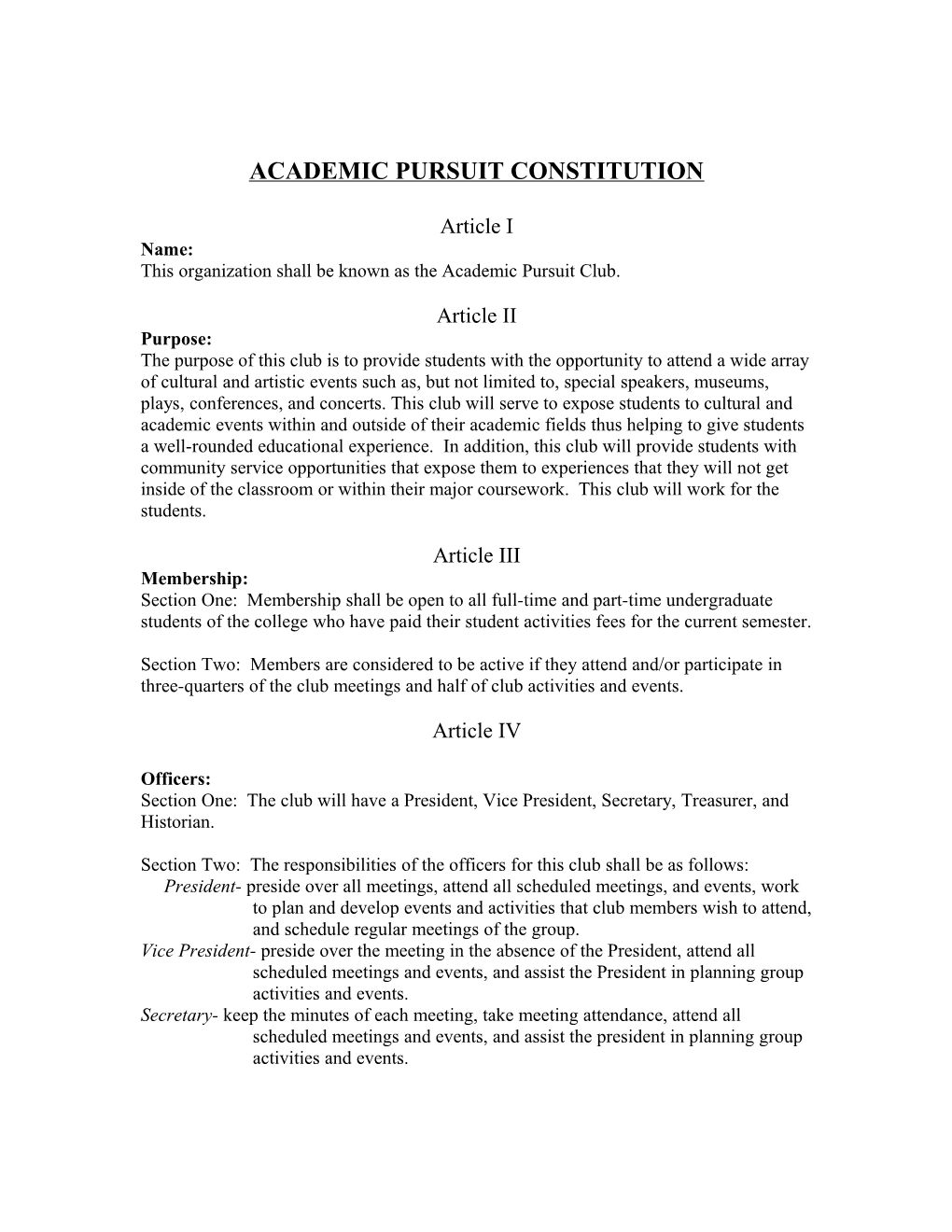 Academic Pursuit Constitution