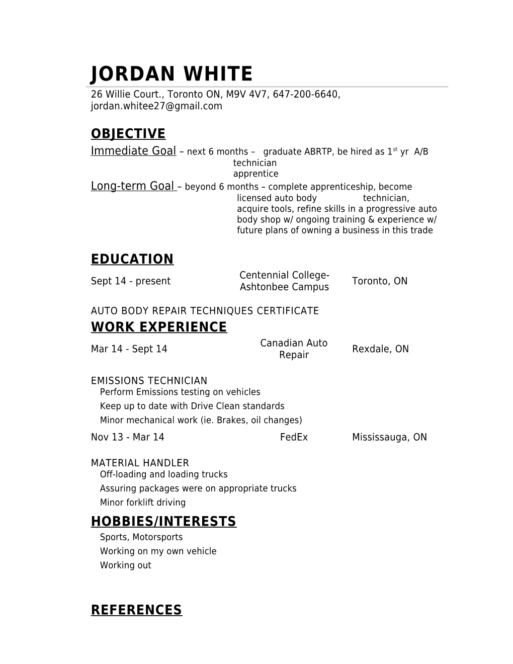 Chronological Resume (Traditional Design)