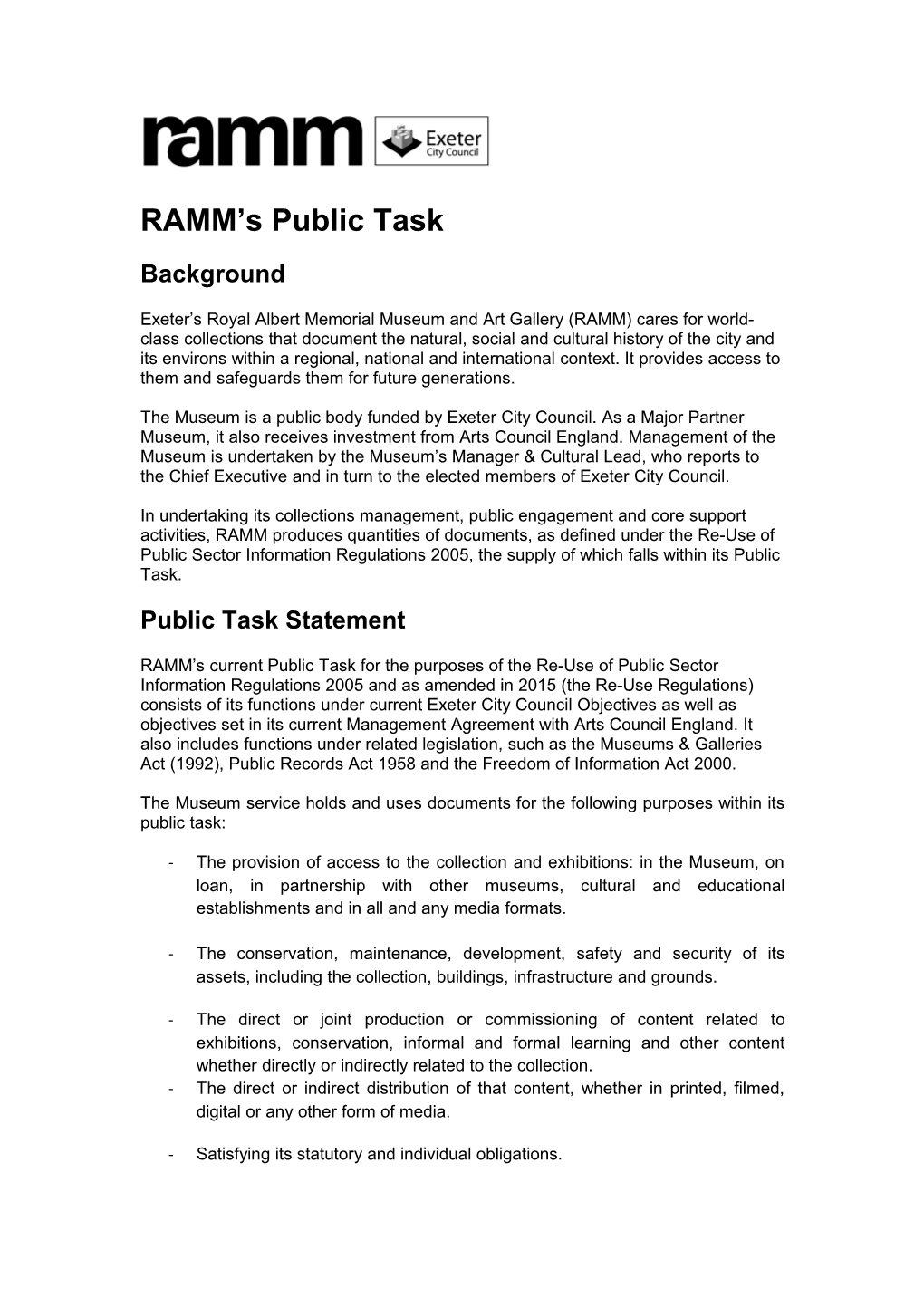 RAMM S Public Task