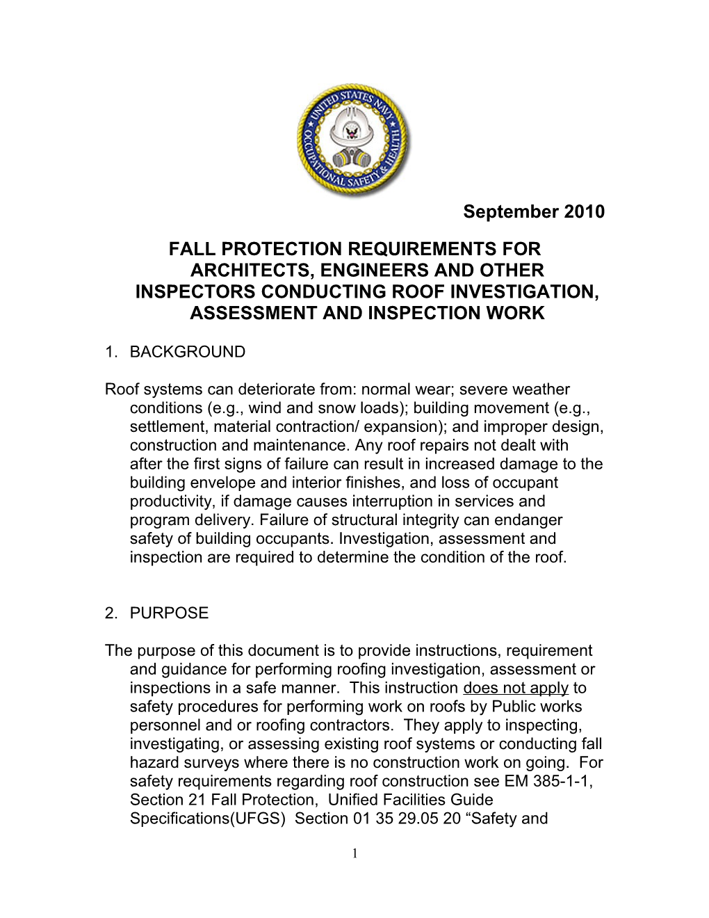 Fall Protection Requirements for Architects, Engineers and Other Inspectors Conducting