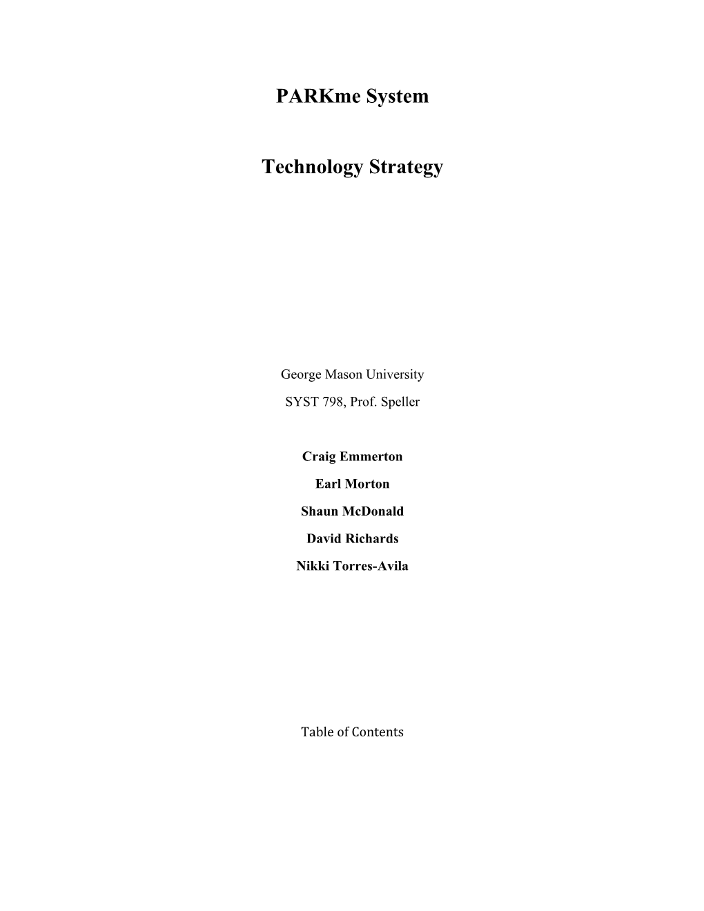 SYST 798 Parkme System Technology Strategy