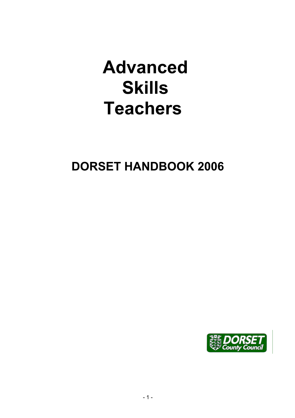 Advanced Skills Teachers : Dorset Handbook 2005
