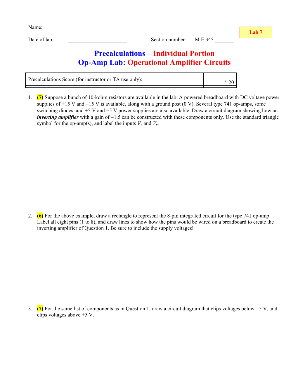 Cover Page for Precalculations Individual Portion s1