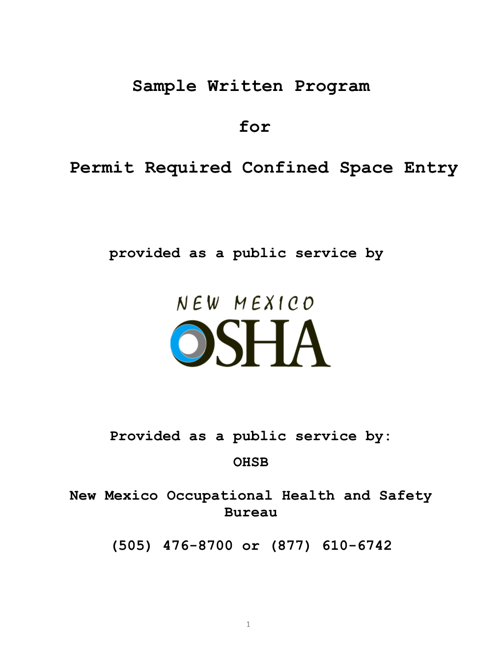 Guidelines For A Permit Required Confined Space Entry Written Program (CET 5330)