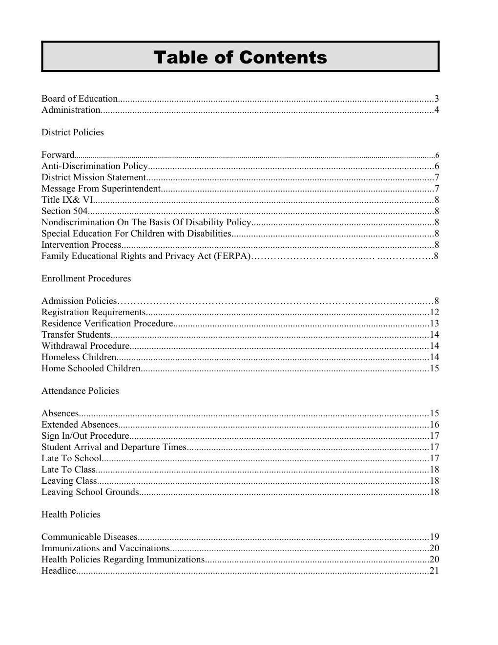 Table of Contents s426
