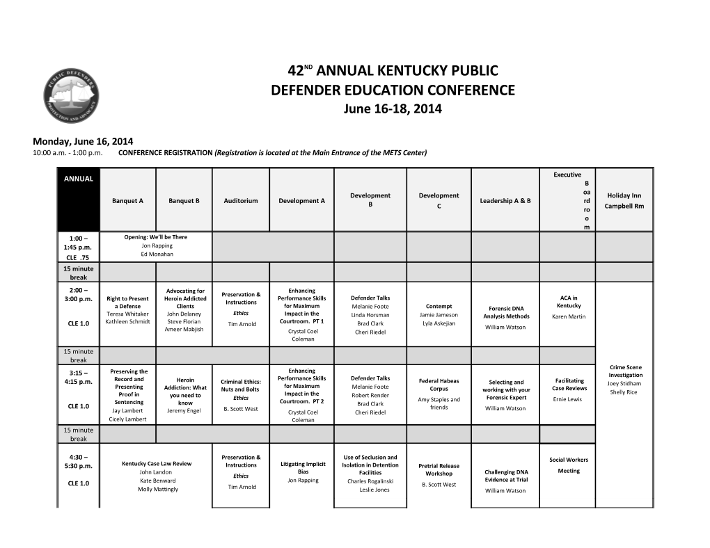 2014 Annual Conference Schedule