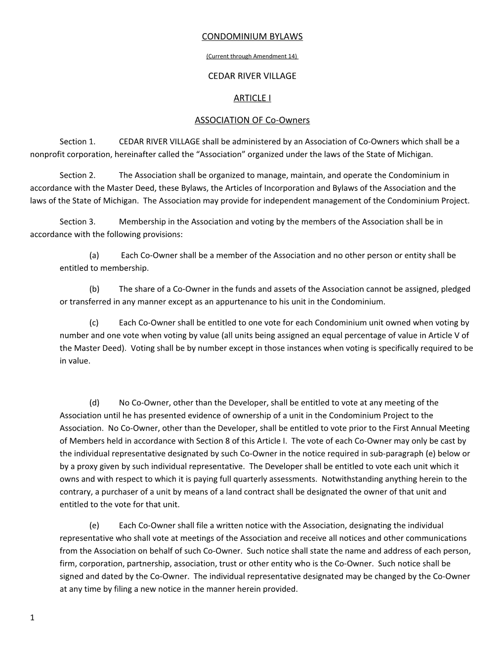 Condominium Bylaws